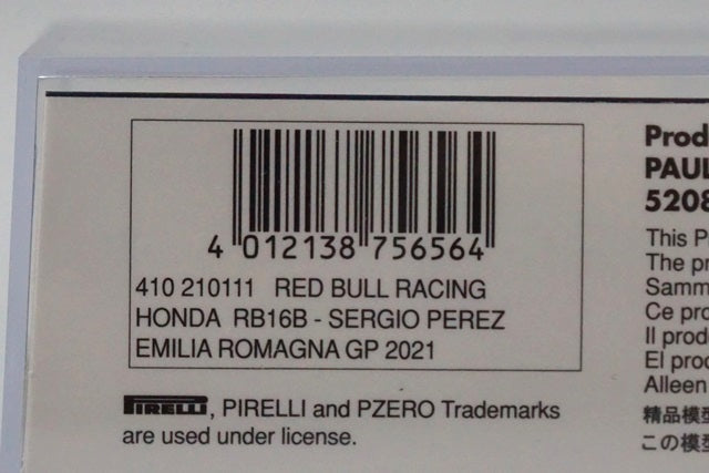 1:43 MINICHAMPS 410210111 Red Bull Racing Honda RB16B Emilia Romagna GP #11 S.Perez