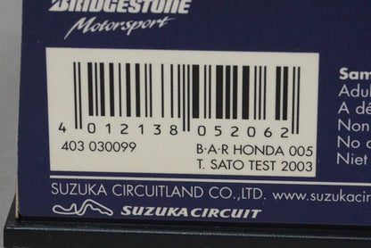 1:43 MINICHAMPS 403030099 BAR Honda 005 Test Car 2003 Takuma Sato