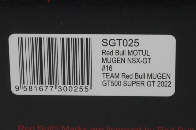 1:43 SPARK SGT025 Honda Red Bull MOTUL MUGEN NSX-GT GT500 Super GT 2022 #16