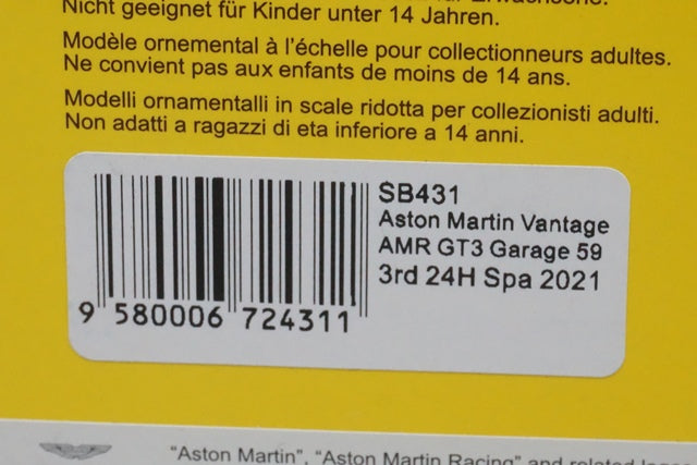 1:43 SPARK SB431 Aston Martin Vantage AMR GT3 24h SPA 2021 #95