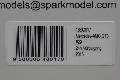 1:18 SPARK 18SG017 Mercedes AMG GT3 24h Nurburgring 2016 #29