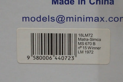 1:18 SPARK 18LM72 Matra-Simca MS 670 B LM winner 1972 #15