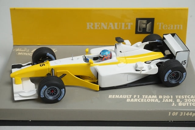 1:43 MINICHAMPS 400020185 Renault F1 B201 Barcelona Test Car 2002 #15 J.Button model car