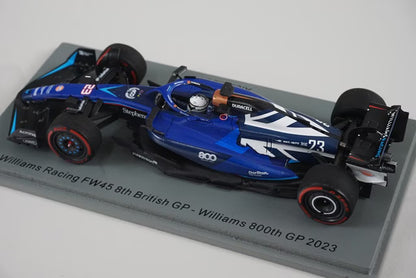1:43 Spark S8588 Williams Racing FW45 British GP 8th Williams 800th GP 2023 #23 A. Albon