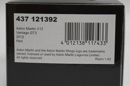 1:43 MINICHAMPS 437121392 Aston Martin V12 Vantage GT3 Red model car