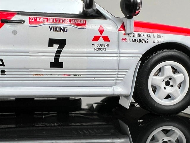 1:43 ixo KBI029 Mitsubishi Galant VR-4 Evo Ivory Coast Rally 1991 #7 Kenjiro Shinozuka J. Meadows model car