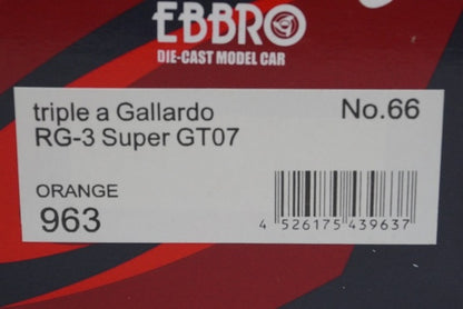 1:43 EBBRO 43963 Lamborghini Triple A Gallardo RG-3 Super GT300 2007 #66 model car
