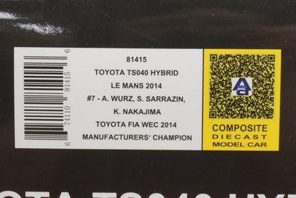 1:18 AUTOart 81415 Toyota TS040 Hybrid Le Mans 2014 #7 model car