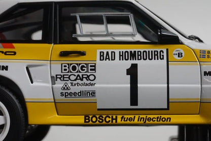 1:18 AUTOart 88501 Audi Sport Quattro Monte Carlo Rally 1985 #1 S. Blomqvist B. Cederberg