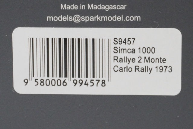 1:43 SPARK S9457 SIMCA 1000 Rally 2 Monte Carlo Rally 1973 #34 B.Fiorentino / M.Gelin model car