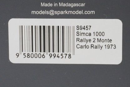 1:43 SPARK S9457 SIMCA 1000 Rally 2 Monte Carlo Rally 1973 #34 B.Fiorentino / M.Gelin model car