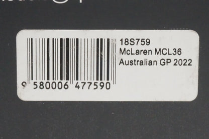1:18 SPARK 18S759 McLaren MCL36 Australian GP 2022 #4 model car