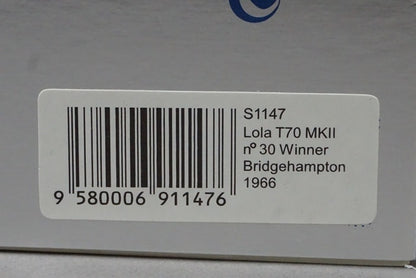 1:43 SPARK S1147 Lola T70 MK2 Bridgehampton 1966 #30 model car