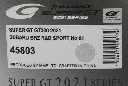 1:43 EBBRO 45803 Subaru BRZ R&D Sports Super GT300 2021 #61 Takuto Iguchi / Hideki Yamauchi