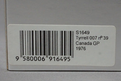 1:43 Spark S1649 Tyrrell 007 Canadian GP 1976 #39 O. Stubbach