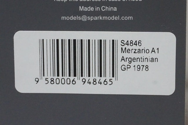 1:43 SPARK S4846 Merzario A1 Argentine Grand Prix 1978 #37 A. Merzario model car