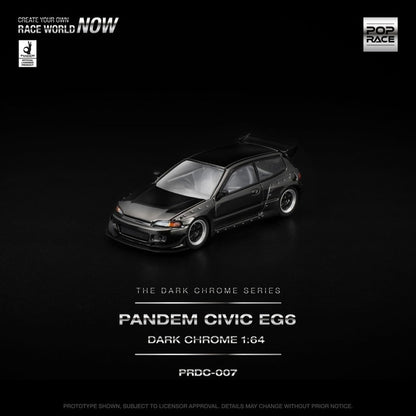 [ Pre-order ] PRDC007 POP RACE 1:64 Pandem Civic EG6 Dark Chrome
