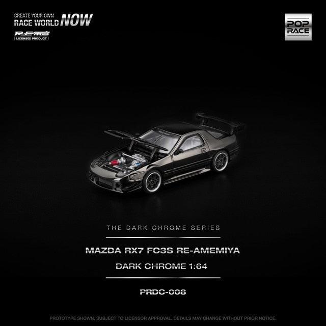 [ Pre-order ] PRDC008 POP RACE 1:64 Mazda RX7 (FC3S) RE-AMEMIYA Dark Chrome