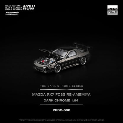 [ Pre-order ] PRDC008 POP RACE 1:64 Mazda RX7 (FC3S) RE-AMEMIYA Dark Chrome