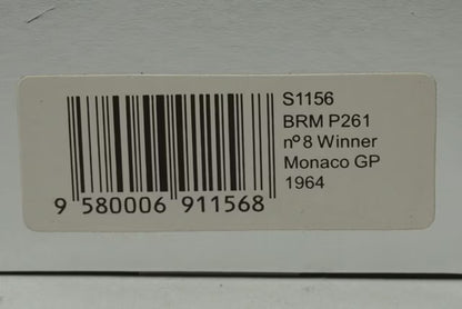1:43 Spark S1156 BRM P261 Winner Monaco GP 1964 #8 G.Hill