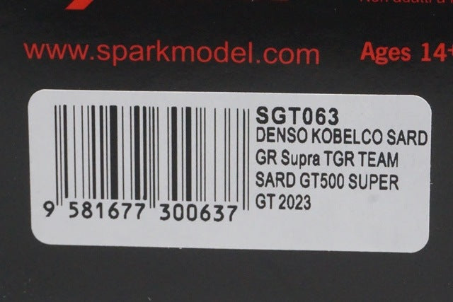 1:43 Spark SGT063 Toyota Denso Kobelco Third GR Supra GT500 Super GT 2023 #39 Yuhi Sekiguchi / Yuichi Nakayama