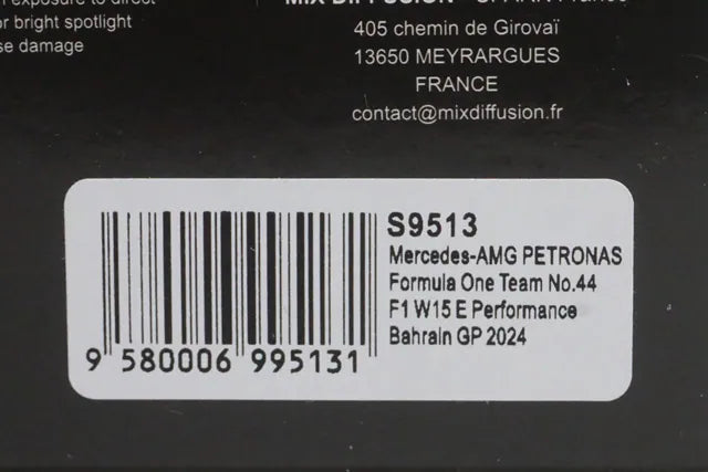 1:43 Spark S9513 Mercedes-AMG Petronas F1 Team W15 E-Performance Bahrain Grand Prix 2024 #44 L. Hamilton