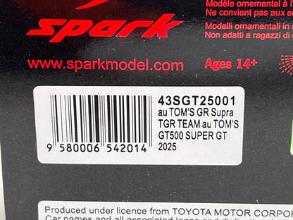 1:43 Spark 43SGT25001 au TOM'S GR Supra TGR Team GT500 Super GT 2025 #1 Sho Tsuboi / Kenta Yamashita