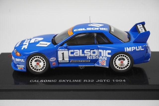 1:43 EBBRO 44188 Nissan Calsonic Skyline R32 JGTC 1994 #1 Blue model car