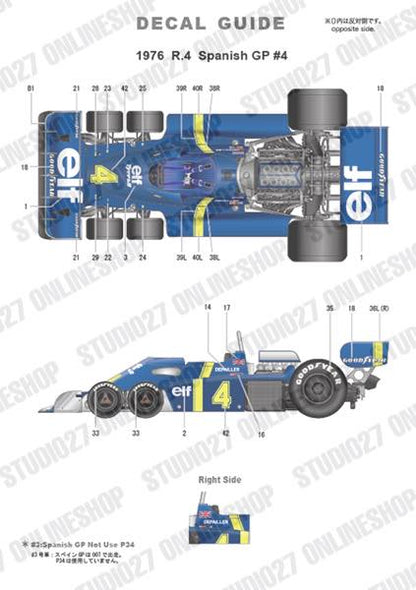[ Back-order ] STUDIO27 TK2074 1:20 P34 Spanish GP 1976 #4 Conversion Kit for TAMIYA Convesion Kit