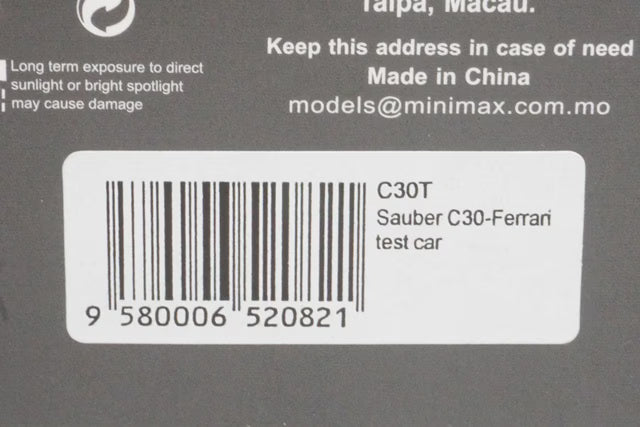 1:43 SPARK C30T Sauber C30 Ferrari test car Kamui Kobayashi