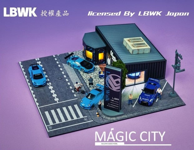 110036 Magic City 1:64 [30x40x17cm] LB LBWK Diorama Shop area LED light included *Figures and minicars are not included.