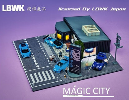 110036 Magic City 1:64 [30x40x17cm] LB LBWK Diorama Shop area LED light included *Figures and minicars are not included.