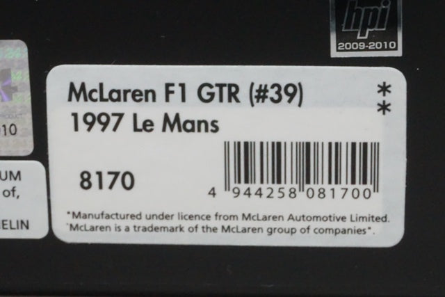 1:43 HPI 8170 McLaren F1 GTR Le Mans 1997 #39 R.Bellm / A.G.Scott / M.Sekiya