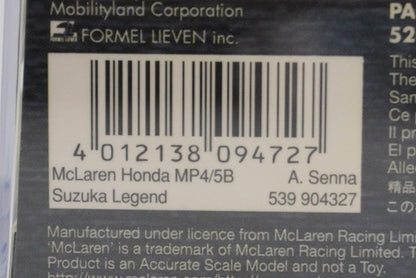 1:43 MINICHAMPS 539904327 McLaren Honda MP4/5B 1990 A.Senna #27 Suzuka Legend model car