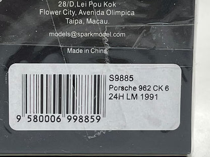 1:43 SPARK S9885 Porsche 962 CK 6 Le Mans LM 24h 1991 #11