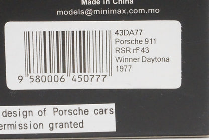 1:43 SPARK 43DA77 Porsche 911 RSR Winner Daytona 1977 #43 model car