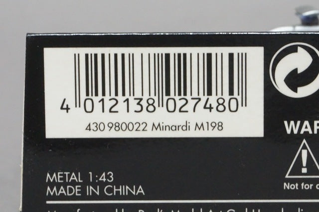 1:43 MINICHAMPS 430980022 Minardi M198 Shinji Nakano #22