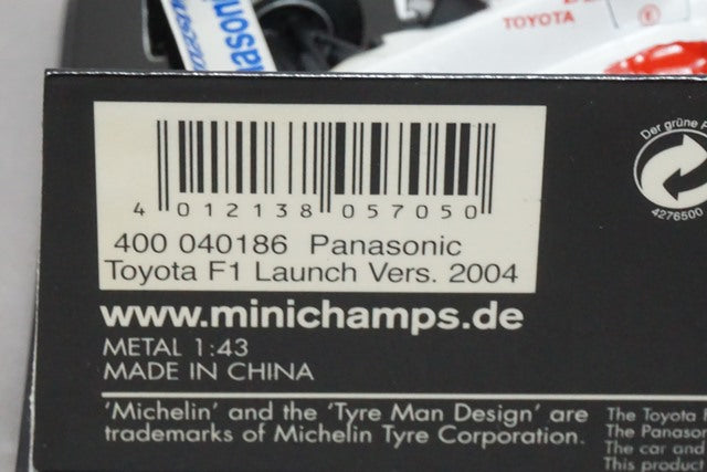 1:43 MINICHAMPS 400040186 Panasonic Toyota Racing F1 Ranch Version 2004 No Figure