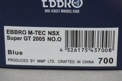 1:43 EBBRO 43700 Honda M-TEC NSX Super GT 2005 #0 Blue