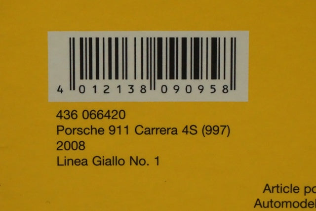 1:43 MINICHAMPS 436066420 Porsche 911 Carrera 4S 2008 Yellow