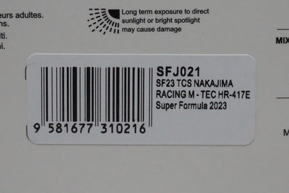 1:43 SPARK SFJ021 Honda TCS NAKAJIMA RACING SF23 M-TEC HR-417E Super Fomula 2023 #64