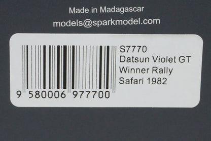 1:43 SPARK S7770 Nissan Datsun Violet GT Safari Rally Winner 1982 #1