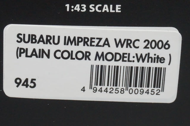 1:43 HPI 945 Subaru IMPREZA WRC 2006 Plain Color Model White