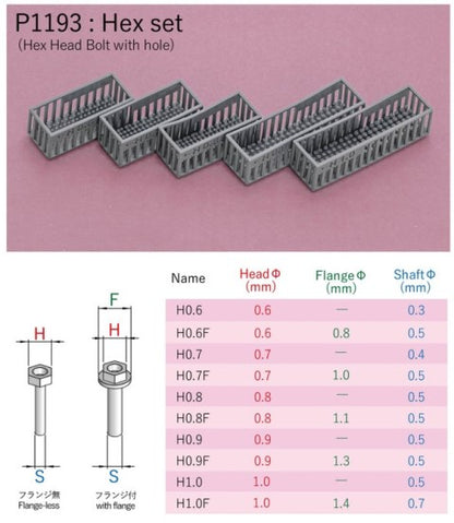 P1193 Model Factory Hiro 3D Printed Rivets Series Hex Bolt Parts Set Detail Up Parts