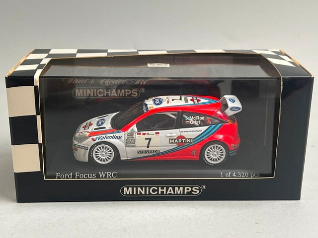 1:43 MINICHAMPS 430998807 Ford Focus WRC Portugal Rally 1999 #7 C. McRae N. Grist model car
