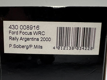 1:43 MINICHAMPS 430008916 Ford Focus WRC Argentina Rally 2000 #16 P. Solberg P. Mills model car