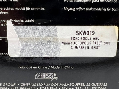 1:43 VITESSE SKW019 Ford Focus WRC ACROPOLIS Rally 2000 #5 C. McRae N. Grist model car