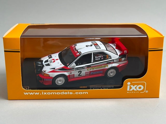 1:43 ixo KBI064 Mitsubishi Carisma GT GB Rally 1998 #2 R. Burns R. Reid model car
