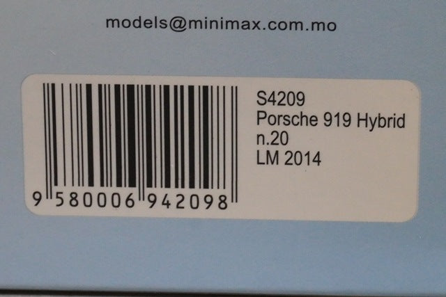 1:43 SPARK S4209 Porsche 919 Hybrid Le Mans 2014 #20 model car