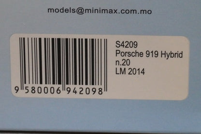 1:43 SPARK S4209 Porsche 919 Hybrid Le Mans 2014 #20 model car